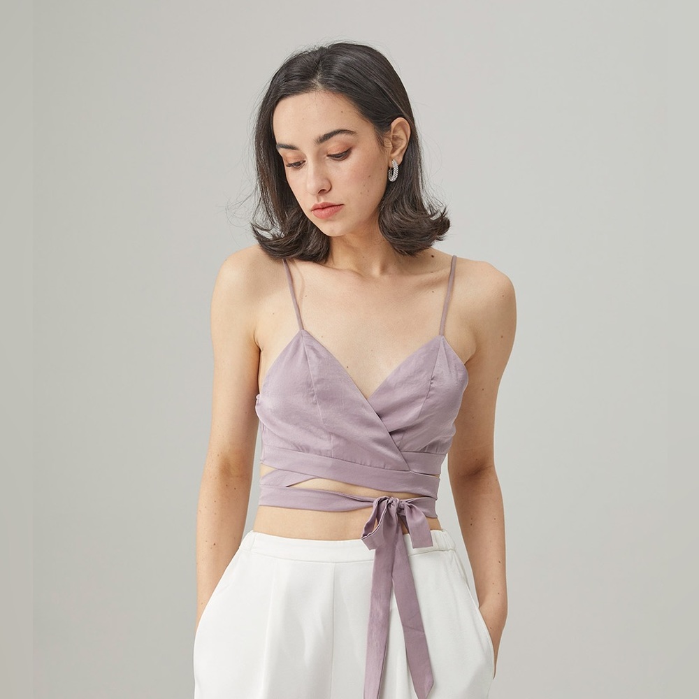 NAP LOUNGEWEAR Wrap Effect Top Lavender Purple size large